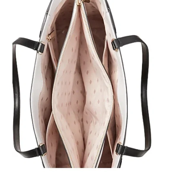 Kate Spade Saffiano Leather Colorblock Staci Laptop Large Tote Warm Beige $450 - Picture 5 of 16